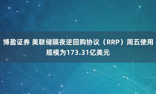 博盈证券 美联储隔夜逆回购协议（RRP）周五使用规模为173.31亿美元